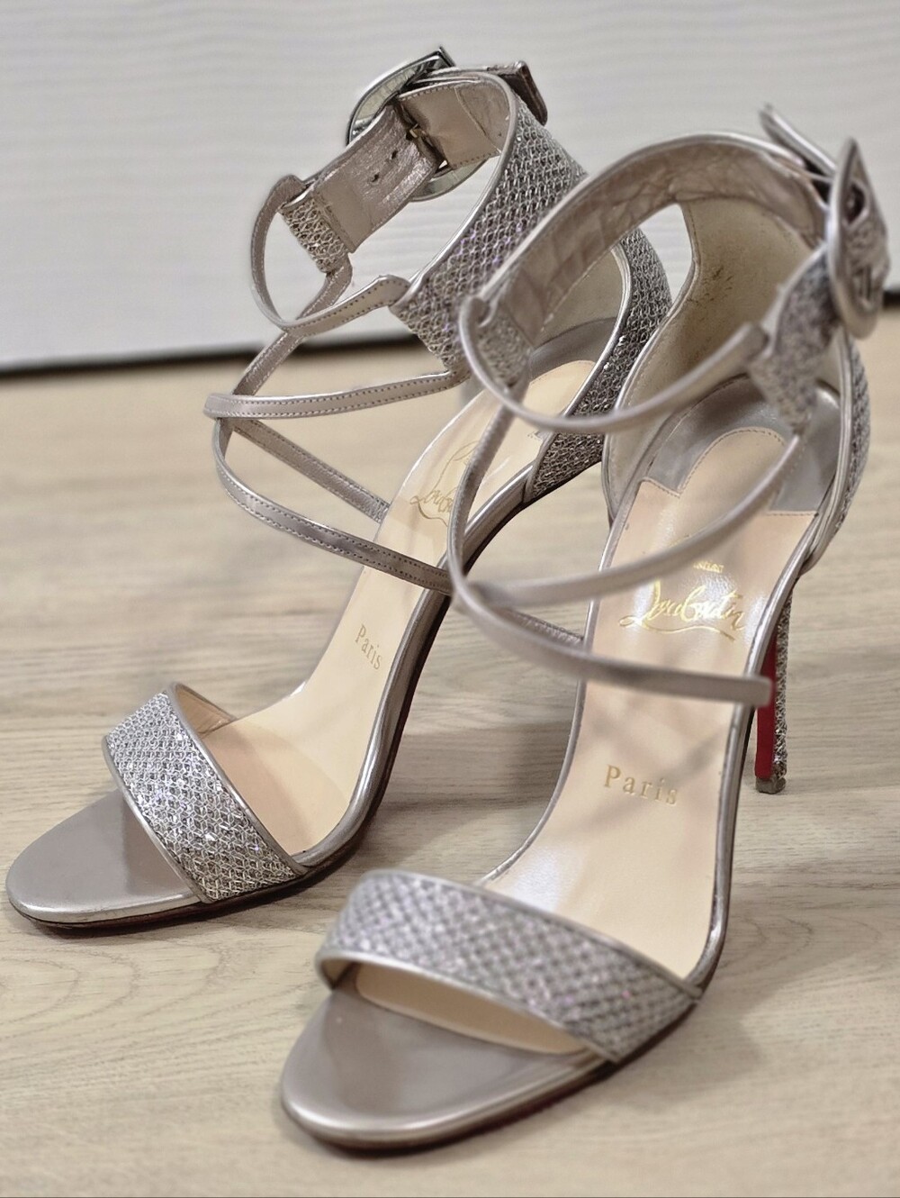 Christian Louboutin Silver Glitter Heels Barely Worn, Stunning